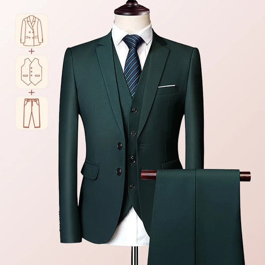 Traje informal de negocios para hombre para bodas, chaqueta, chaleco y pantalones auténticos, talla grande y alta, chaleco ajustado, pantalones de vestir, talla estadounidense