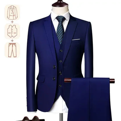 Traje informal de negocios para hombre para bodas, chaqueta, chaleco y pantalones auténticos, talla grande y alta, chaleco ajustado, pantalones de vestir, talla estadounidense